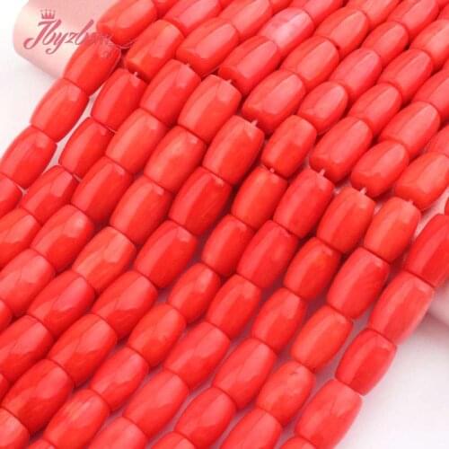 8x10,7x10mm Smooth Column Orange Coral Beads Natural Stone Beads For DIY Necklace Bracelets Jewelry Making 15" Free Shipping