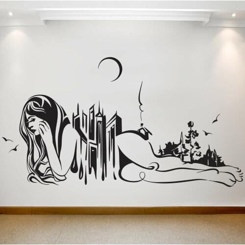 Abstract Woman Wall Decal Balance Nature Art Building Creative Vinyl Window Stickers Girls Room Salon Interior Decor Mural E877