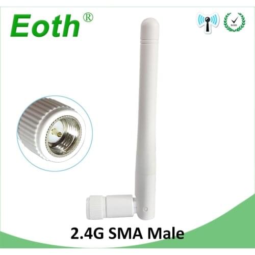 50pcs Wholesale 2.4GHz WIFI Antenna 3dbi SMA Male connector Aerial 2.4 ghz antena wi fi antenne White for Wireless wi-fi Router