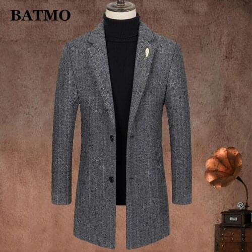 BATMO 2020 new arrival autumn&winter wool thicked trench coat men,mens thicked jackets M818