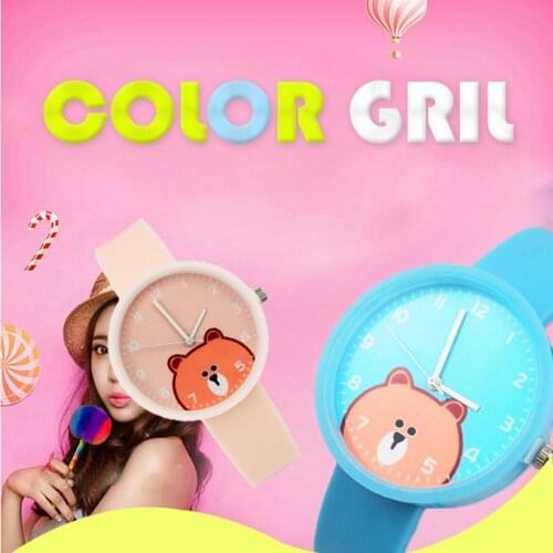 New Silicone Cartoon Bear Design Quartz Movement Watch Children Wristwatch Clock With Precise Time For Kids Gift
