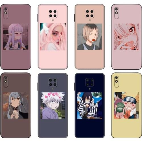 Black tpu Case For Xiaomi Redmi 7A 8 8A 9 9A 9C Case Redmi Note 8T 8 Pro T Note 9 9S 9 Pro Case Anime icons
