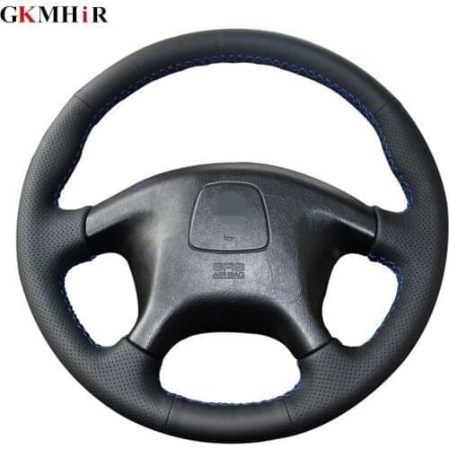 Black Genuine Leather DIY Hand-stitched Car Steering Wheel Cover for Mitsubishi Pajero Old Mitsubishi Pajero Sport