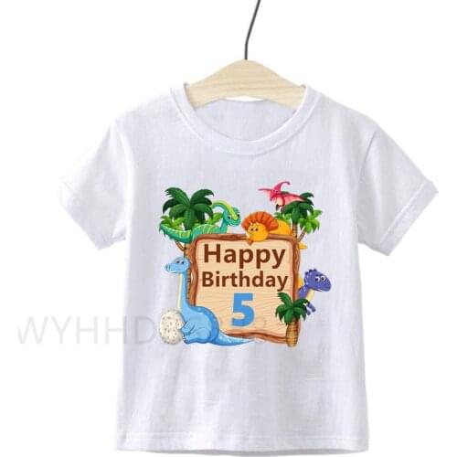 Kids Dinosaur Shirt Cute Little Print New Summer T-Shirt Happy Birthday T Shirt Dinosaur Number T Shirt Boy Kawaii Top Tees