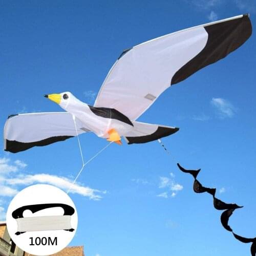 Kids Cute Lifelike 3D Seagull Kite Children Flying Game Outdoor Sport Playing Toy Garden Cloth Fun Toys Gift with 100m Line