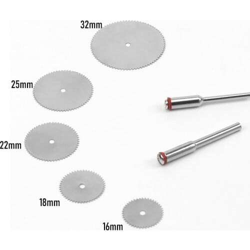 6Pcs/set Stainless Steel Slice Metal Cutting Disc with 1 Mandrel for Dremel Rotary Tools 16 18 22 25 32mm Cutting Disc Tools
