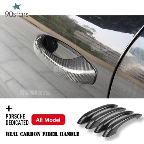 For Porsche 718 Cayenne Macan Panamera 2017 2018 2019 2020 Carbon Fiber Car Exterior Door Handle Cover Moulding Trim Car Styling