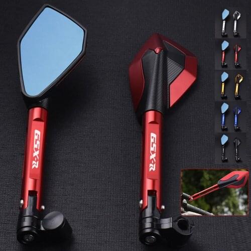 For Suzuki HAYABUSA GSXR1300 GSXR 1100 1000 750 600 400 Aluminum Motorcycle Handlebar Rear View Mirrors Blue Anti-glare Mirror
