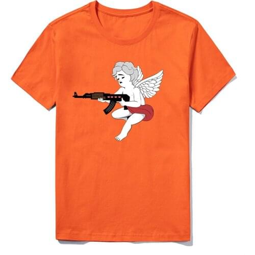 Mens Cupid Angel Printed T Shirts Male Summer Cartoon Clothes Fashion Streetwear Tops Casual Short Sleeve Aesthetic Kawaii Tees