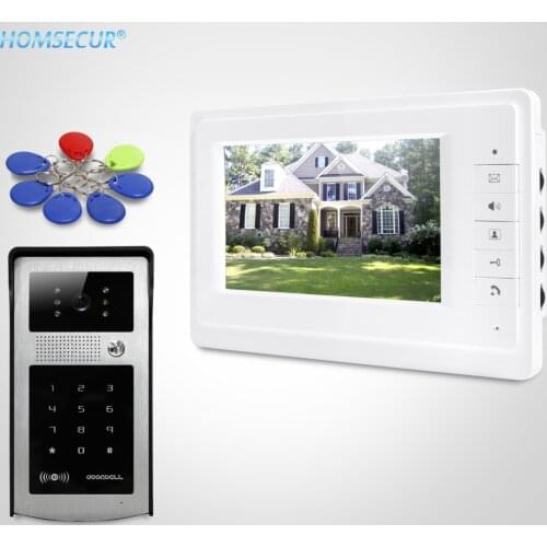 HOMSECUR 7" Video Door Entry Phone Call System With Keyfobs Password Keypad For Apartment XM701 + XC004-S