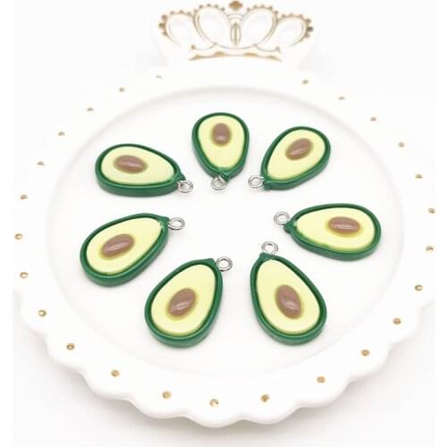 10pcs 16*27mm Kawaii Resin Avocado Charms Flatback Cabochon Pendants for Jewelry Making Diy Bracelets Necklace Earrings Keychain