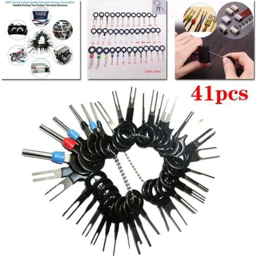41pcs Terminal Removal Kit Car Electrical Wiring Crimp Connector Pin Extractor Puller Terminal Auto Terminal Repair Hand Tools