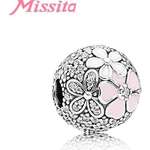 MISSITA Trendy Daisy Flower Beads fit Brand Original Charm Bracelet DIY Jewelry Women Bracelets Accessories Gift