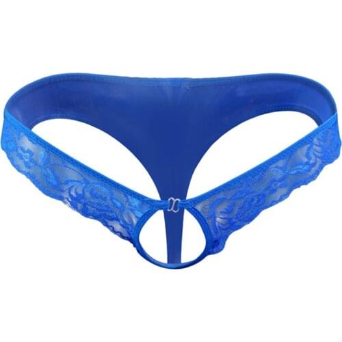 Mens Sexy Lace Breathable Opening Crotch G Strings Briefs Panties Knickers Underwear Jockstrap Men Sexy Bikini Tight T pants