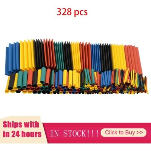 328pcs Set Polyolefin Shrinking Assorted Heat Shrink Tube Electrical Wrap Wire Cable Insulated Sleeving Tubing Waterproof