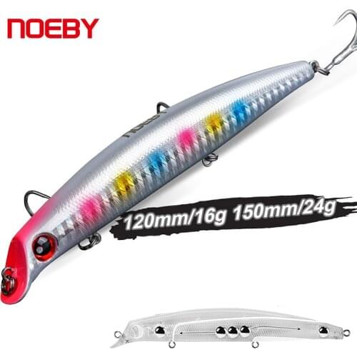 NOEBY Classic Long Casting 150mm 24g Lipless MINNOW Fishing Lure Floating Hard Bionic Bait with VMC Treble Hooks NBL9029