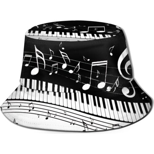 NOISYDESIGNS Piano Keys Musical Note Prints Women Fishermans Hat Fashion Ladies Snapback Caps Casual Girls Flat Dropshipping