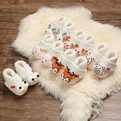 Fashion Baby Girls Boys Cute Cartoon Non-slip Cotton Toddler Floor Animal pattern First Walker Shoes for Newborns