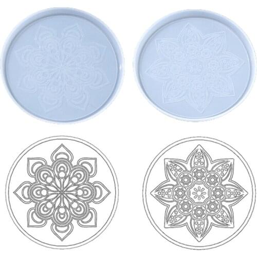 Datura Flowers Coaster Epoxy Resin Mold Cup Mat Mug Pad Silicone Mould DIY Crafts Home Decortaions Casting Tools XXFD