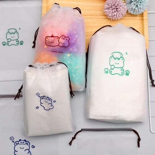 Transparent Storage Bag Cute Travel Waterproof Makeup Case Clothes Organizer Bath Drawstring Bag Toiletry Wash Storage Pouch