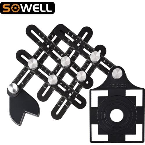 4/6/8/12 Fold Tile Hole Locator Aluminium Alloy Angle Ruler Finder Slide Folding Measuring Ruler Protractor Angular Template