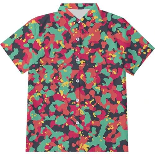 IFPD EU/US Size Red Green Camouflage 3D Printed Button Shirts Men Camo Shirt Casual Military Clothes Colorful Plus Size Clothing