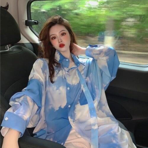 Hong Kong Retro Style Printed Long-sleeved Shirt Women Fashion Spring Autumn Loose Casual Blouse Shirt New Design Female Outwear