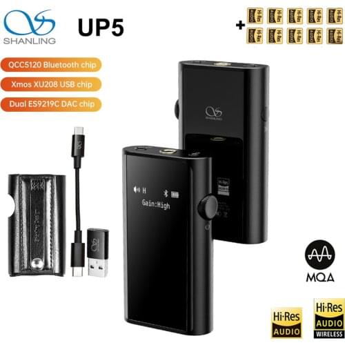 Shanling UP5 MQA Bluetooth USB DAC AMP Dual ES9219C Chip TYPE C to 2.5/3.5/4.4mm Headphone Amplifier DSD256 PCM 384Khz Decoder