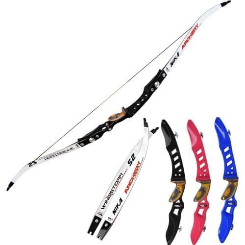 1 Set 21" Left Hand Bow Riser ILF CNC Traditional Recurve Bows Handle with 38lbs 68" Limbs White Archery Bow Free Shipping