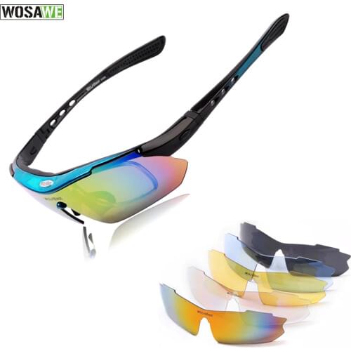 WOSAWE UV Protection Polarized Cycling Glasses Bike Goggles Outdoor Sports Bicycle eyewear motocross men Sunglasses With 5 Lens