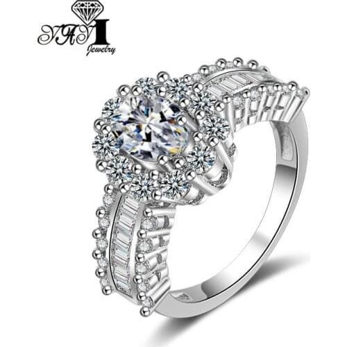 YaYI Jewelry Fashion Princess Cut 6.8 CT White Zircon Silver Color Engagement Rings wedding Heart Rings Party Rings Gifts 1148