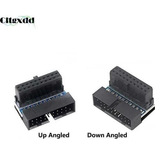 1PCS UP Down Angled USB 3.0 20pin Male to Female Extension Adapter Angled 90 Degree For Motherboard Mainboard Connector Socket