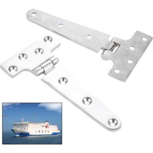 1Pc Marine Yacht T Shape Hinges Strap Heavy Duty Storage Shed Garage Home Door Boats Deck Hardware 151x75x4.5mm Stainless Steel
