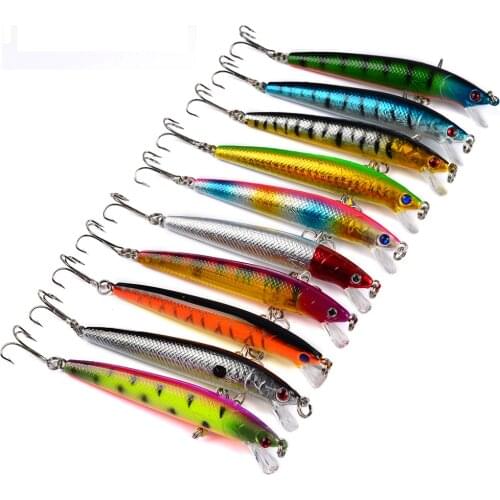 10PCS Fishing Lure Swimbait Crankbait Minnow 10cm 8g Isca Fish Lures With 2 Hooks Sea Fishing Tackle