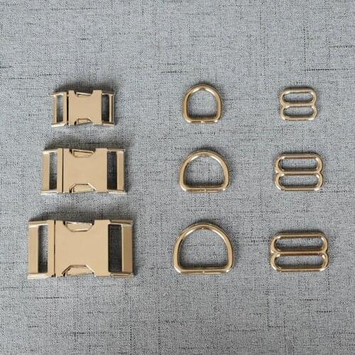 100 Sets 15mm/20mm/25mm Silver Metal Hardware D Ring Adjuster Belt Strap Slider Release Buckle For Backpack Bag Cat Collar DIY