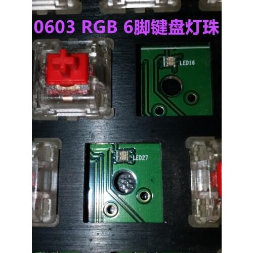 100PCS 0603 SMD LED RGB red+green+blue 0606 full color LEDs 1616 0.06W 20mA for Corsair keyboard K65/K90/K70 6 pin chip leds