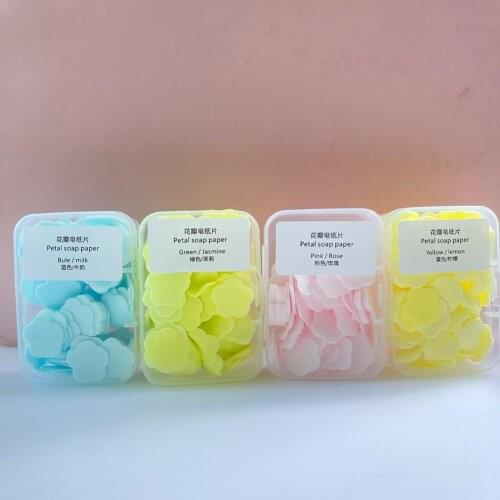 100Pcs/Box portable Skin friendly fresh hand washing toilet soap Slice Disposable petal soaps flakes household for Girls/travel