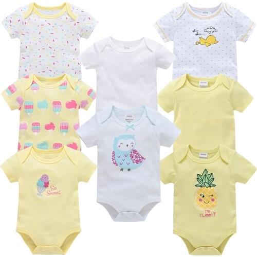 6/8PCS Infant Girl Onesie Toddler Newborn Baby Bodysuit Watermelon Printed Short Sleeve Bodysuit Sunsuit Jumpsuit Casual Clothes