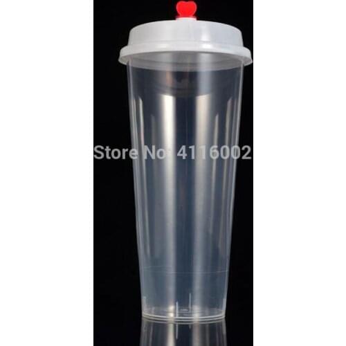 700ml/24oz Cold Hot drinks Juice Cups Coffee Milky Tea Cups Thicken Disposable Transparent Plastic Drinks Cups with lid