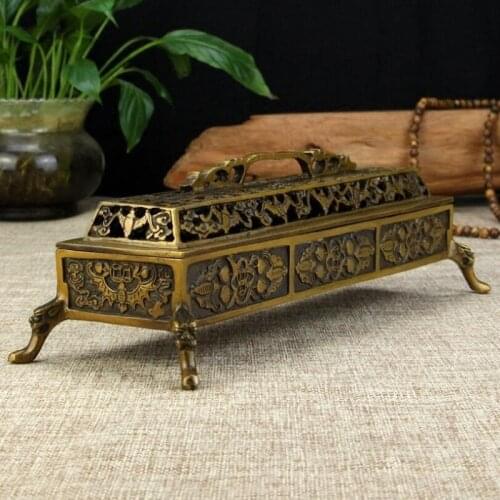 Pure copper antiqued incensory Incense burner Home furnishings four-footed