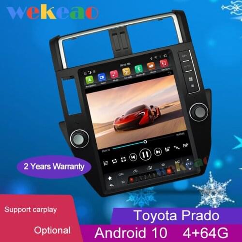 Wekeao Vertical Screen Tesla Style Android 10 Car Dvd Multimedia Player For Toyota Prado Car Radio Automotivo Stereo 4G 10-13
