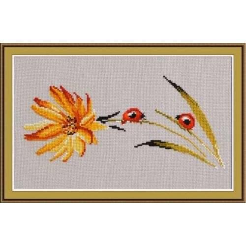 Ladybugs 35-22 on the flower branches cross stitch kit aida fabric 18ct 14ct canvas cotton thread embroidery kits DIY craft set