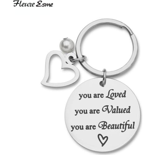 Engraved Keychain for Her Teenage Girls Sister Young Women Friends Gift Anti-lost Keyring Key Chain Ring