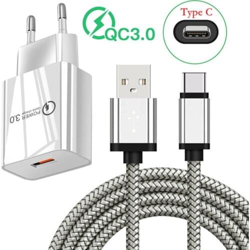 QC 3.0 USB Fast charger For Samsung S20 A71 A32 3A super Charge Type C Cable Honor 30 pro For Xiaomi Redmi 9 Note 7 8 POCO M3 X3