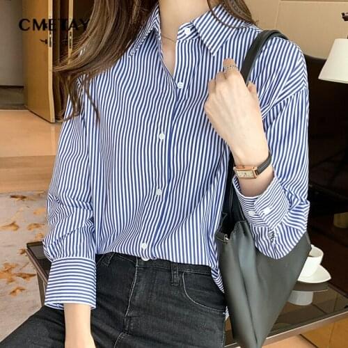 CMETAY Light Blue Blouses