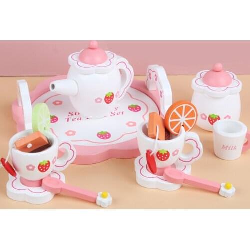 Simulation Wooden Kitchen Toy Creative Tea Set Toy Puzzle Pretend Play House Toy Early Education Tableware For Girl Gifts