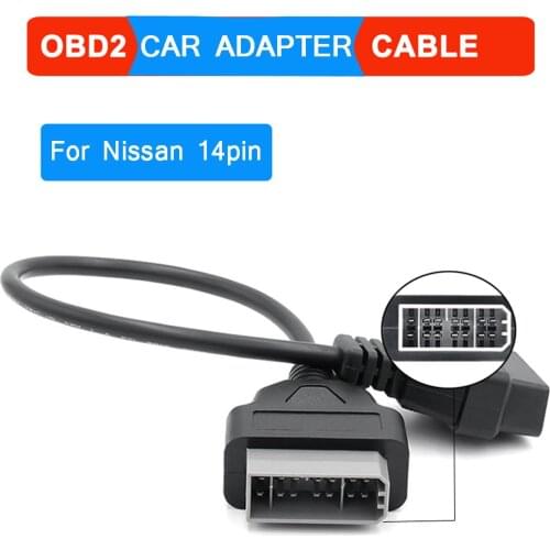 For Nissan 14pin to OBD2 16Pin Connector Adapter 14 pin to OBD II 16 Pin Data Link Cable