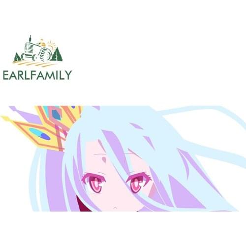 EARLFAMILY 13cm x 5.6cm for Shiro No Game No Life DIY Motorcycle Car Stickers Personality Creative Waterproof Anime Decals