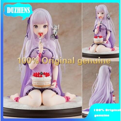 100% Original genuine Re:Zero kara Hajimeru Isekai Seikatsu Emilia birthday cake PVC Action Figure Anime Figure Model Doll Gift