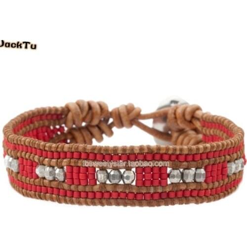 Red seed bead america style jewelry for men and woman